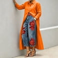thumbnail image 5 of Edvintorg Long Cardigans for Women Plus Size Long Sleeve Turndown Collar Button Down Cardigan Womens Clothes S-5XL Orange, 5 of 5