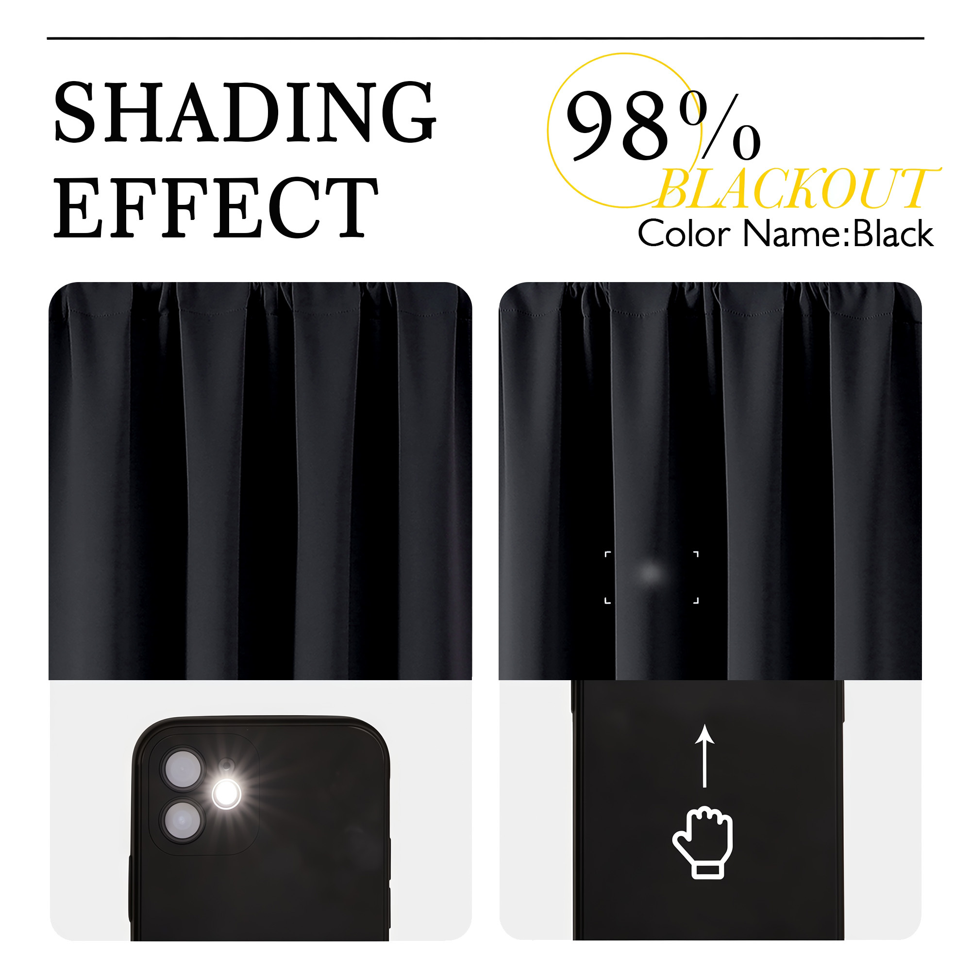 MKHILL Aether Black Blackout Curtains, 2 Panels 40x63 photo 6
