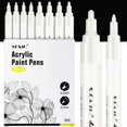 thumbnail image 1 of Rotuladores de pintura acrílica blanca SFAIH - Paquete de 8 rotuladores de punta media de 2-3 mm y extrafino de 0,7 mm para pintura rupestre, madera, metal, tela, plástico, lienzo, vidrio, cerámica y, 1 of 9