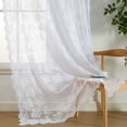 thumbnail image 2 of THD Joelle Floral Soft Decorative Lace Semi Sheer Light Filtering Rod Pocket Window Treatment Curtain Drapery Panels for Bedroom & Living Room - Set of 2 Panels (54 x 84 inches Long, White), 2 of 6