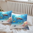 thumbnail image 7 of Waterproof Throw Pillow Covers Set of 2, 16x16 Inch Sea Turtle Coastal Decorative Pillowcases Outdoor Pillow Slip Cushion Covers Set for Couch Tent Summer Beach Coral Ocean Fishes, 7 of 7