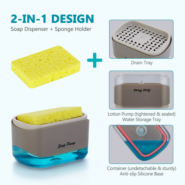 Buy Wholesale China Soap Dispenser For Kitchen Sink Dish Soap Dispenser  With Sponge Holder 2-in-1 Soap Pump Dispenser & Soap Dispenser at USD 1.65