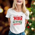 thumbnail image 4 of Gibobby Camiseta Navideña De La Mujer Camiseta de manga corta con cuello redondo y estampado de Navidad para mujer(Blanco,CH), 4 of 5