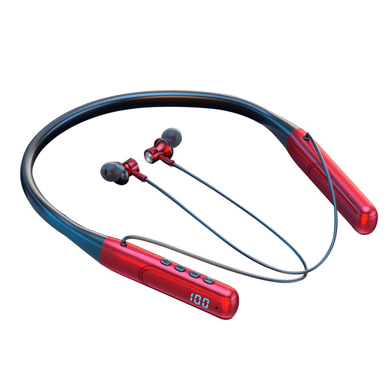 Neckband Bluetooth Headphones, Retractable Earbuds Wireless Bluetooth Headset with Microphone,Noise Cancelling Earphones,50H Playtime, Bluetooth V5.3, for Workout Sports Driving(Red)