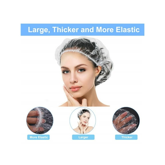 Disposable Shower Cap Headgear Hotel Home Hair Elastic White 100 PCS Pack