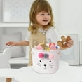 thumbnail image 7 of Twfbrm Easter Bunny Baskets, Canvas Cotton Easter Eggs Basket with Rabbit Ears and Fluffy Balls, Reusable Large Capacity Easter Egg Hunt Basket Decorative Fabric Storage Bucket Party Favor for Kids, 7 of 7
