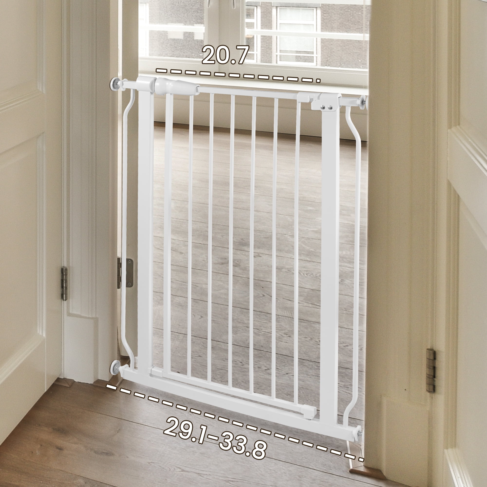 GIANNA Easy WalkThru Safety Gate for Doorways and Stairways, Fits 29.1 - 33.8 Inch Openings, With Auto-Close/Hold-Open Features, 30-inch Tall, White