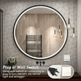 thumbnail image 5 of FTOTI 32" LED Black Frame Round Bathroom Mirror with Light,Wall Mounted Lighted Vanity Mirror, Anti-Fog & Dimmable Touch Switch, Waterproof IP54,90+ CRI, 5 of 8