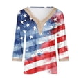 thumbnail image 4 of Feancey American Flag V Neck T Shirts for Women Casual 3/4 Sleeve Lace Hollow Out Shirt July 4th Patriotic Print Tops Summer Baggy Blouses Today'S Clearance Sale,Red,4XL, 4 of 5
