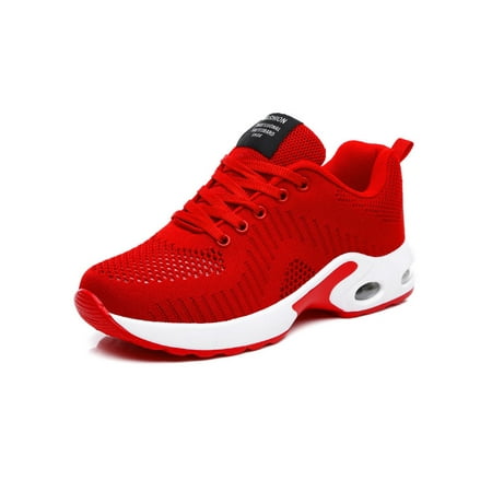 

Fangasis Ladies Running Shoe Lace Up Athletic Shoes Fitness Workout Sneakers Womens Trainers Gym Fashion Breathable Sport Sneaker Red 10