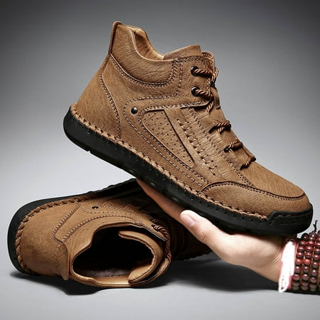 

Cathalem 2022 New Large Size Border Handmade Retro Stitched Leather Comfortable Casual Shoes Barefoot Minimalist Shoes Men Casual B 8.5