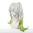 thumbnail image 4 of JJKcosplay Game Nahida Cosplay Wig for G-I Silver Mix Green with Bangs Ponytail Party Halloween Wig, 4 of 5