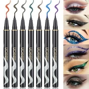 UCANBE 7 Colors Shimmer Liquid Eyeliner Makeup Set Metallic Satin Finish Colorful Sparkling Eye Liner Pen