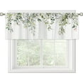 thumbnail image 5 of Rustic Sage Green Eucalyptus Leavses Valances Kitchen Curtains Watercolor Floral Flower Plants Botanical Farmhouse Wooden Bedroom Living Room Treatment Tier Fabric 1 Panel 52Wx18H Inch, 5 of 6