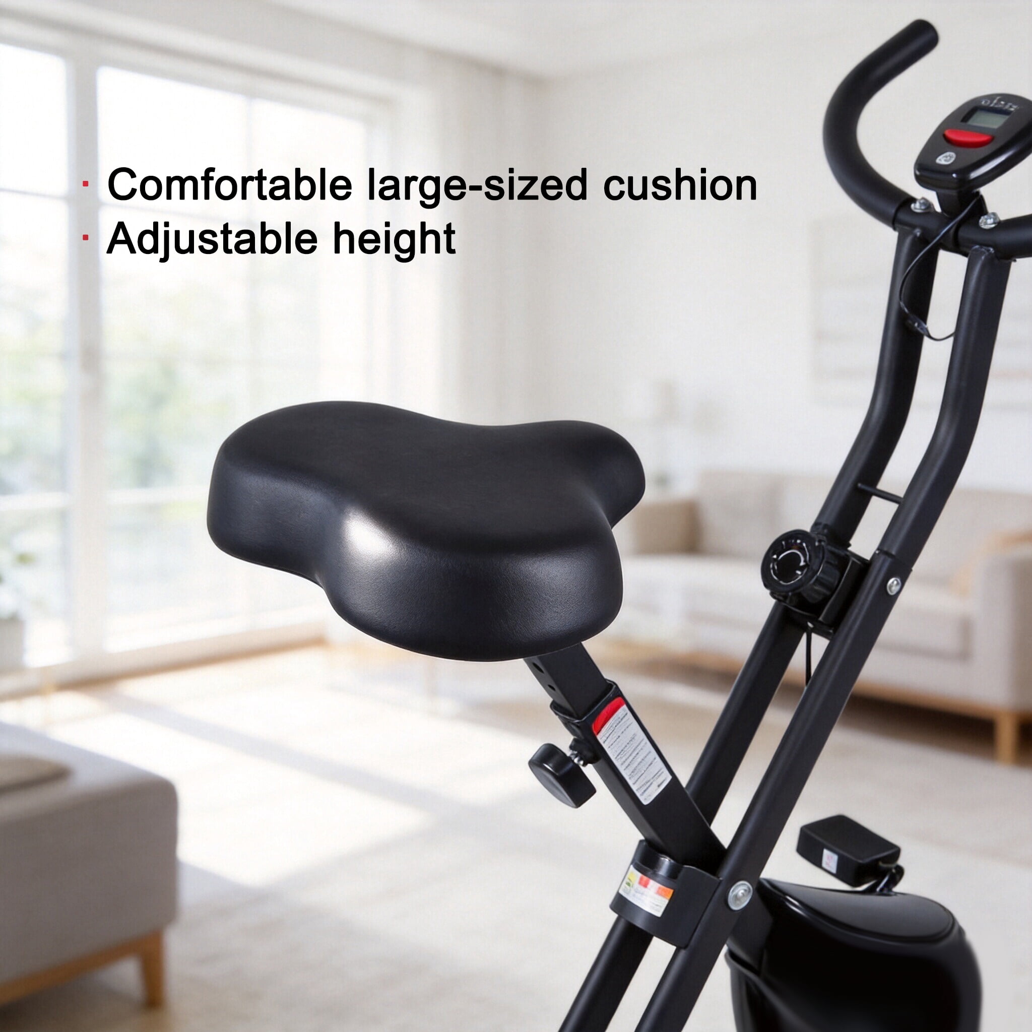 Vowella Indoor Upright Exercise Bike, Heavy Duty Stationary Cycling Bicycle with LCD Display for Home Cardio Workout, 264lbs Max Weight Capacity, Black