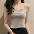 thumbnail image 2 of Women's Square Neck Crop Tank Tops Dressy Casual Sleeveless T Shirts Solid Color Summer Fashion Basic Blouses (Free Size, Gray), 2 of 3