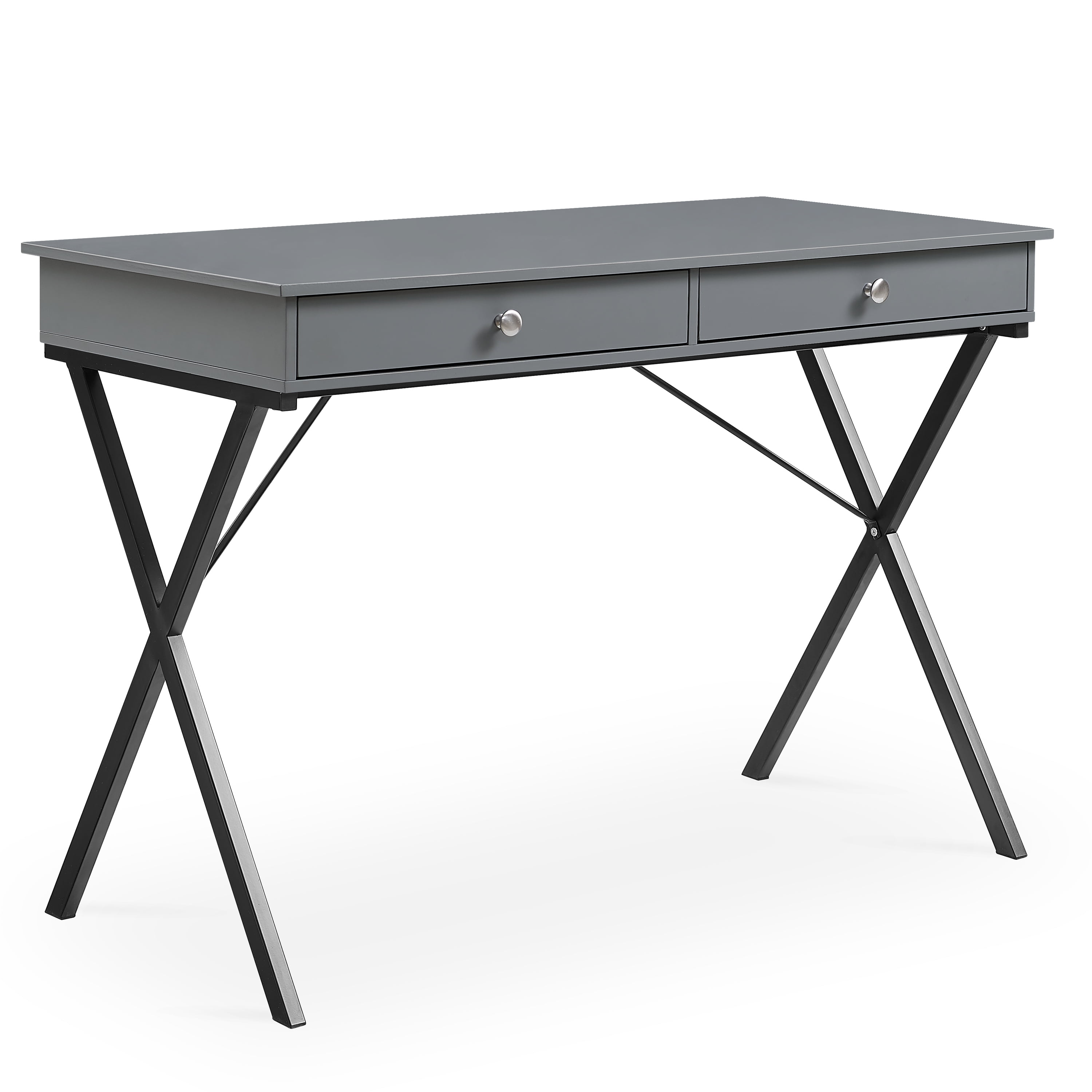 Private Jungle 2 Drawers Writing Desk with Black Stoving Varnsih Steel Frame,MDF Table Top,Frost Grey Private Jungle 2 Drawers Writing Desk with Black Stoving Varnsih Steel Frame,MDF Table Top,Frost Grey