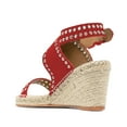 thumbnail image 4 of XYD Women Summer Open Toe Ankle Strap Eyelets Espadrilles Sandals Crossover Straps Wedge Heel Casual Dress Shoes Size 8 Red, 4 of 4