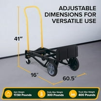 Harper Trucks Convertible Nylon Hand Truck w/ Stair Glides, 300lb Dolly & 400lb Cart Limit