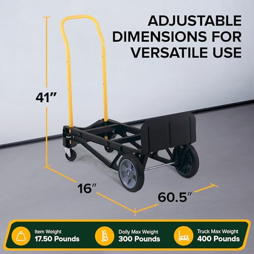Harper Trucks Convertible Nylon Hand Truck w/ Stair Glides, 300lb Dolly & 400lb Cart Limit
