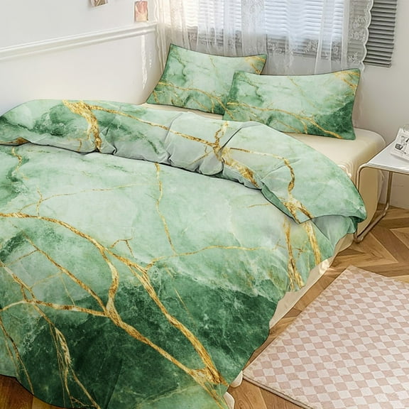 Colorful Marble Green Gilding (39) Duvet Cover Set Bedding Set Polyester Quilt Cover for Bedroom Decoration