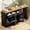 Black, variant on Concho 70" Extendable Kitchen Island with Dining Table - Rolling Cart on Wheels with Trash Can Storage, Power Outlet & Spice Rack, Black