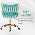 thumbnail image 2 of Westice Velvet Desk Chair, Home Office Gold Comfy Chair with Hand Woven High Back, Height Adjustable Swivel Chair with Comfy Upholster for Makeup Vanity Living Room Bedroom, Light Blue, 2 of 9