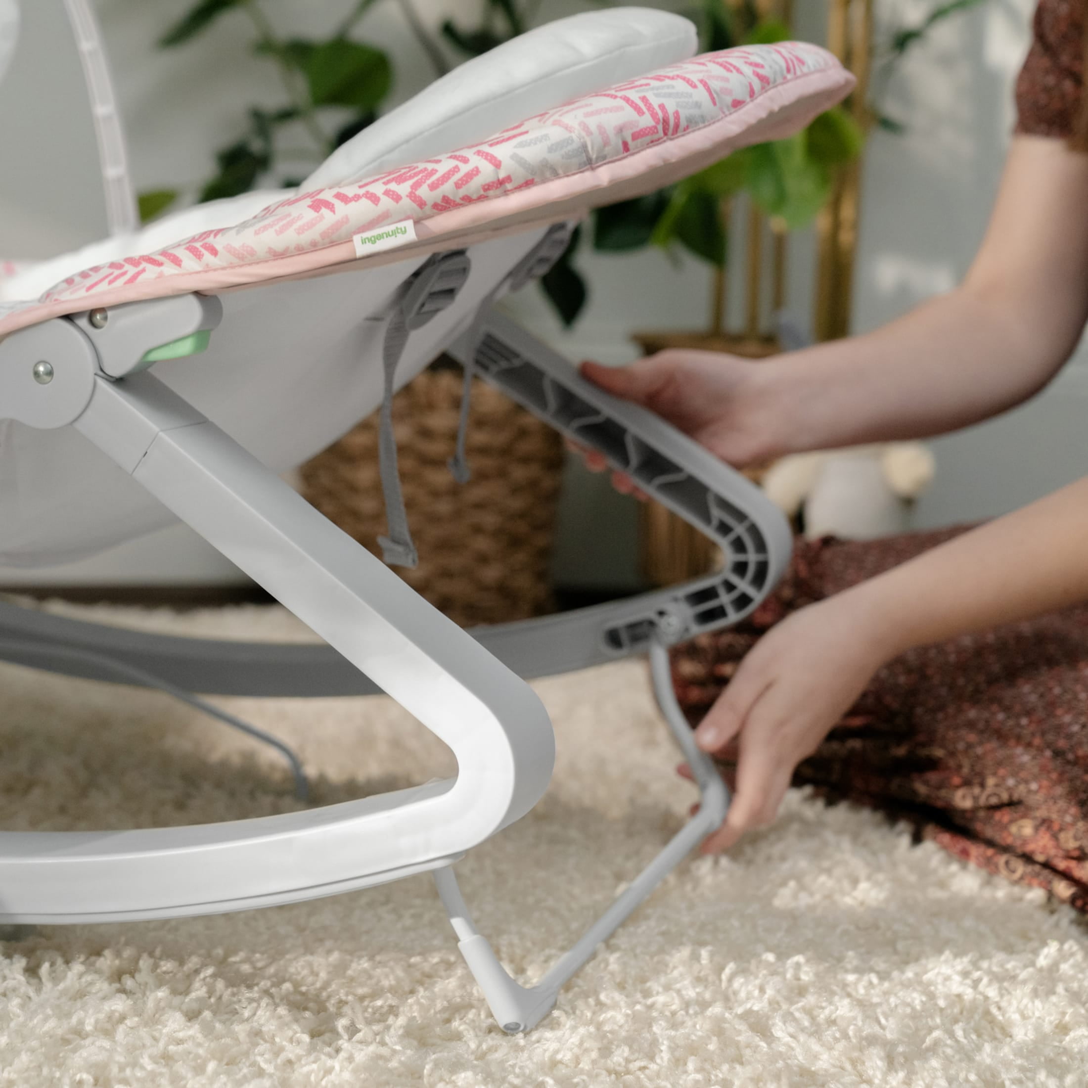 Ingenuity Keep Cozy 3-in-1 Baby Bouncer Seat & Infant to Toddler Rocker - Lily (Pink)