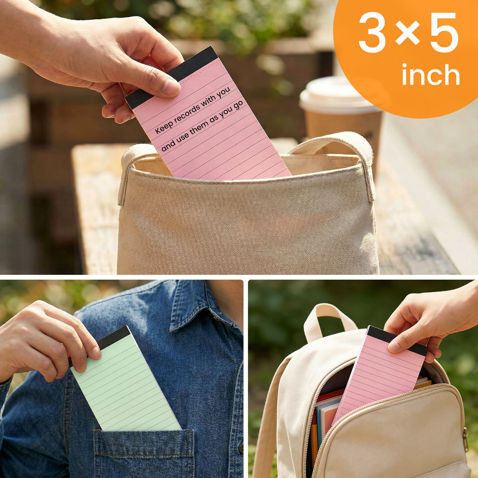 36 Pcs 3x5 Inch Note Pad 45 Sheet Per College Ruled Mini Writing Pad 80GSM Colored Paper 1620 Sheet Multicolor Cute Notepad for Present