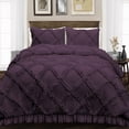 thumbnail image 1 of Duvet Cover 3 Piece Egyptian Cotton Cozy & Super Soft 600 TC Diamond Ruffle Duvet Covers with Zipper Closure & Corner Ties Soft Comforter Cover (Super King Plus, Plum ), 1 of 4