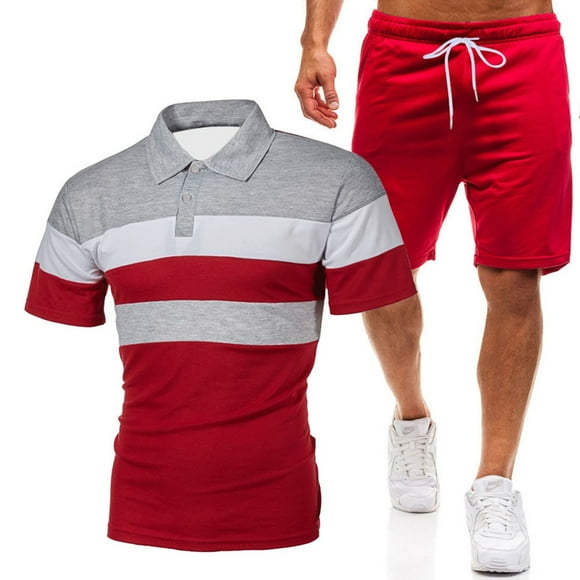 Ediodpoh Mens Suits Men's Tight Training Wear Sports Fitness Wear Running Wear Sweat Absorption Quick Drying Short Sleeved T Shirt Top Plus Shorts Two Piece Set Men's Shorts Suit Hot Pink XL