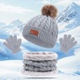 thumbnail image 2 of NOLDARES Kids Winter Hat Gloves Scarf Set,Girls Boys Toddler Children Hats Beanie with Pom Knit Neck Warmer Gaiter Mittens Fleece Lined Set(M018-Grey), 2 of 6
