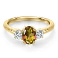 thumbnail image 3 of Gem Stone King 10K Yellow Gold Mango Mystic Topaz and Lab Grown Diamond Engagement Ring for Women | 1.54 Cttw | Oval 7X5MM | Gemstone November Birthstone | Size 5, 3 of 6