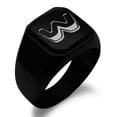 thumbnail image 1 of Stainless Steel Letter W Initial 3D Monogram Engraved Engraved Square Flat Top Biker Style Polished Signet Ring, 1 of 1
