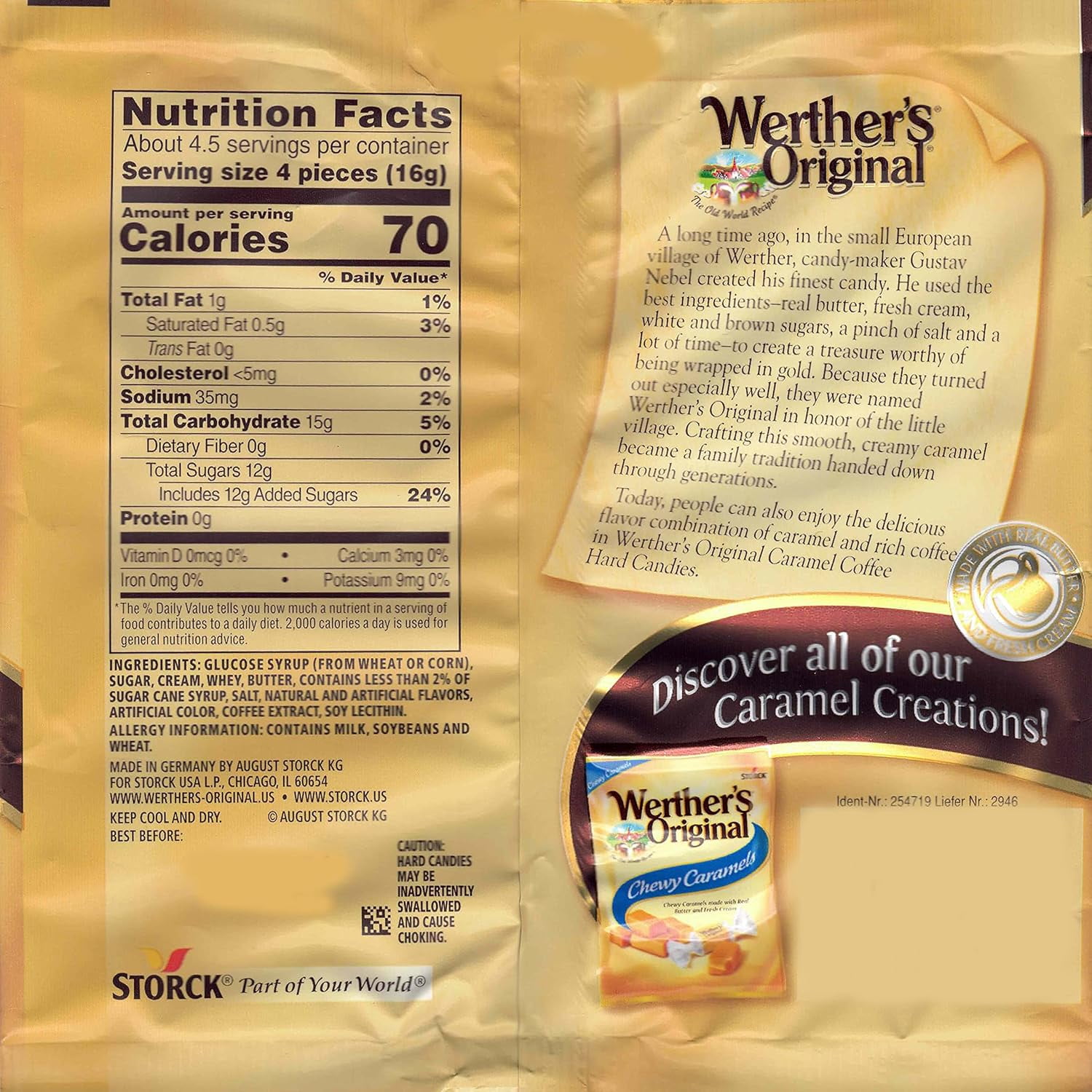 Bulk Werthers Original Hard Candy | Bulk Candy Individually wrapped | Werthers Caramel Candy | 1 lb Individual Flavor Bag | Ships in an Aromatik™ Resealable Pouch (Caramel Coffee)