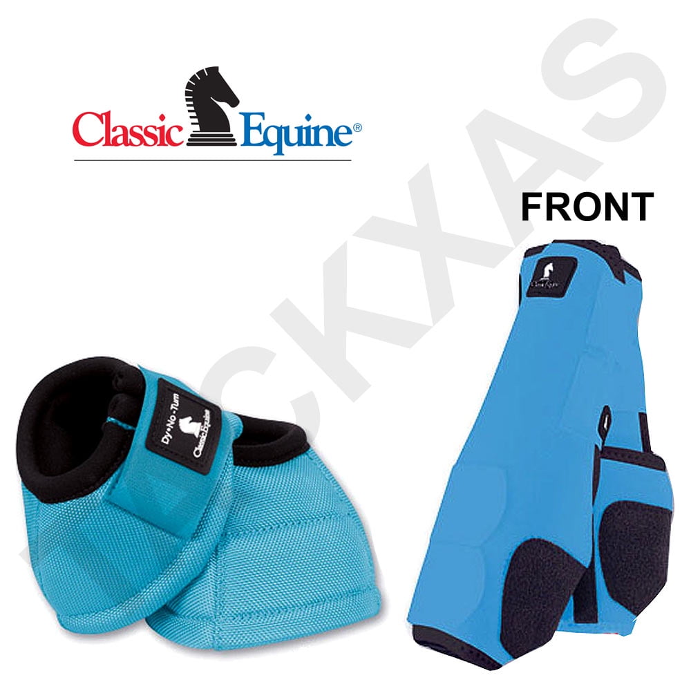 TURQUOISE CLASSIC EQUINE FRONT SPORTS + NO TURN BELL BOOTS LEGACY HORSE by CLASSIC EQUINE