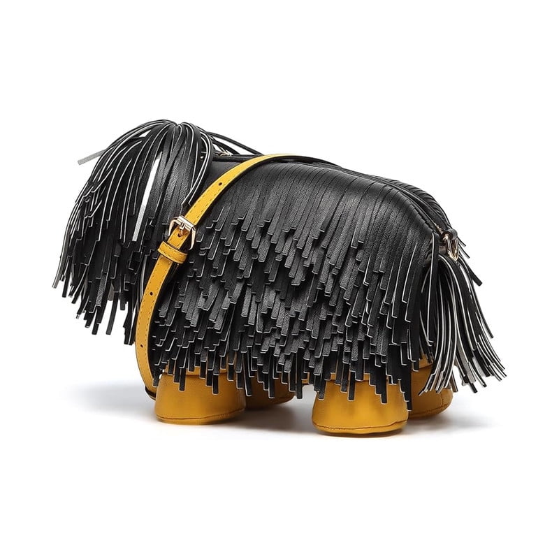 Womens Dog Shaped Shoulder Bag - PU Leather Crossbody Bag with Tassel and Gold Hardware, Zipper Closure, Adjustable Shoulder Strap, Portable Cute Small Bag for Daily Use Travel (1 Pack, Black)