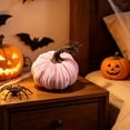 thumbnail image 3 of Hvmvliv Simulated Pumpkin Decoration,Halloween Thanksgiving 4.72in Faux Velvet Fabric Pumpkin Decor Cabinet Display,Versatile Centerpiece for Home,Table,Party Pink, 3 of 6