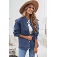 thumbnail image 3 of POGLIP Veste en Denim Bleue pour Femmes avec Poignets Élastiques et Boutons, 3 of 6
