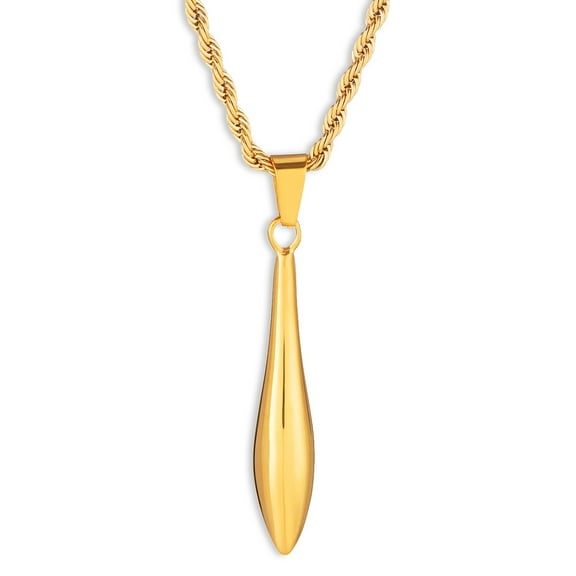 ELYA Jewelry Women's Elongated Tear Drop Shape Gold Plated Stainless Steel Necklace