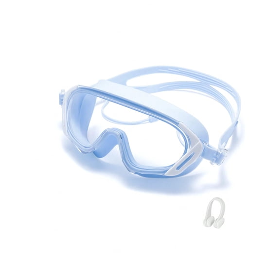 Anti-Fog UV Protection Swimming Goggles with Nose Clip, Light Blue, 1 Pack