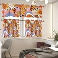 thumbnail image 2 of Rainbow Boho Flower Kitchen Window Curtains 70S Swirl Wavy Valance and Tier Ser,3 Piece Floral Coffee Curtains Road Pocket Short Curtain for Living Room S, 2 of 6