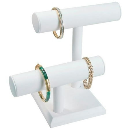 2181ALWH 10.5 x 8.25 in. Round Shape Necklace & Bracelet T-Bar Display White