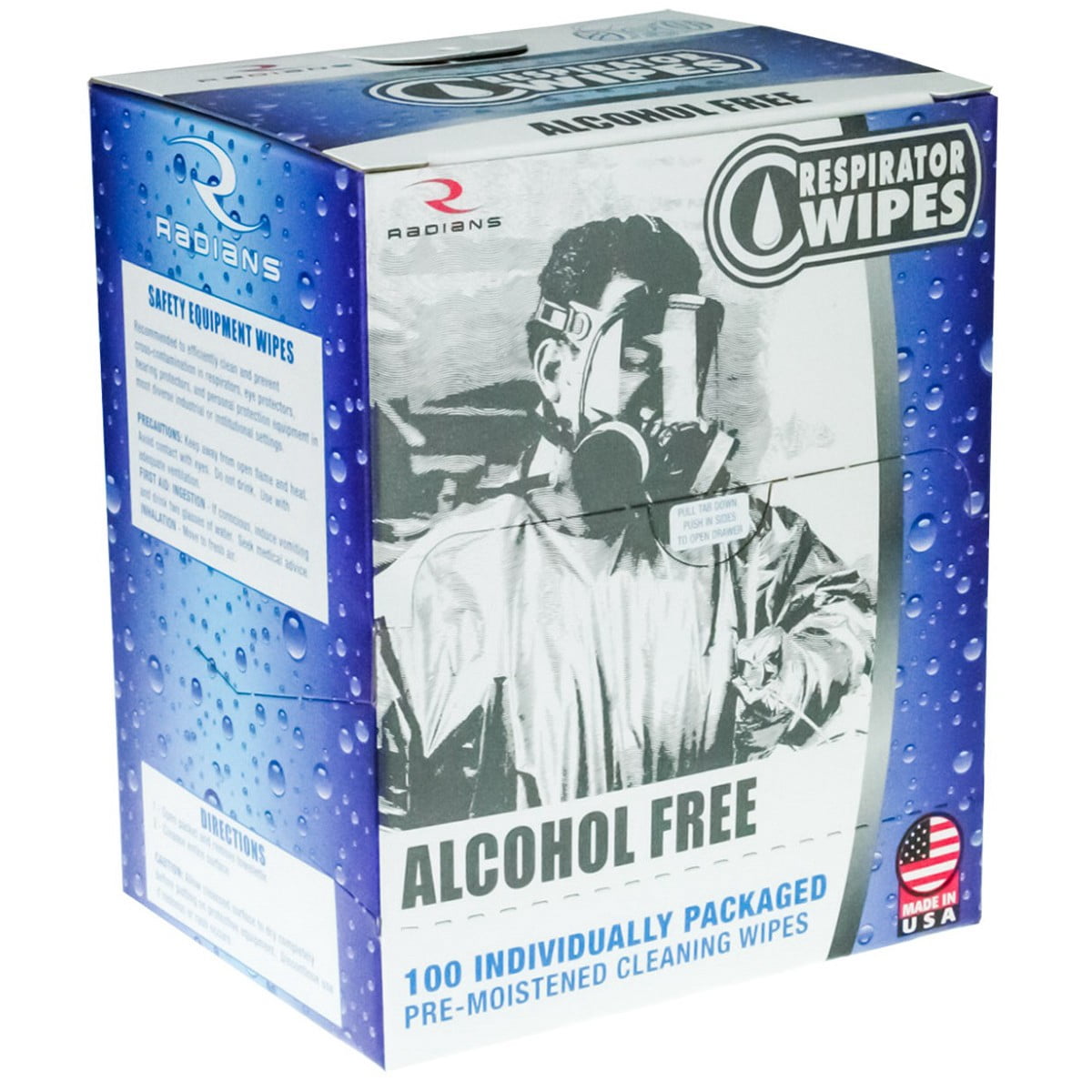 Radians Individually Wrapped Alcohol Free Respirator Wipes 100