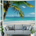 thumbnail image 4 of Creowell  Ocean Beach Tapestry Tropical Seaside Island Palm Tree Waves Tapestries Window View Summer Clear Sea Paradise Landscape Wall Hanging for Living Room Bedroom Home Decor 40x30inch, 4 of 6
