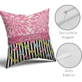 thumbnail image 4 of Easter Decorations Pillow Covers 18x18 Set of 2 Spring Easter Colorful Cute Bunny Pink Dahlia Print Striped Holiday Throw Pillows Rustic Decorative Square Cotton Cushion Case for Home Sofa Couch Bed, 4 of 6