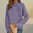 thumbnail image 3 of Breezora Women's Embroidered Thermal Long Sleeve Shirt Lined Winter Base Layer Top M Size Purple, 3 of 5