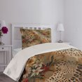 thumbnail image 2 of Ambesonne Leopard Print Quilted Coverlet 2 Pcs, Autumnal Vibes Exotic, Twin Size, Camel Apricot and Green, 2 of 4