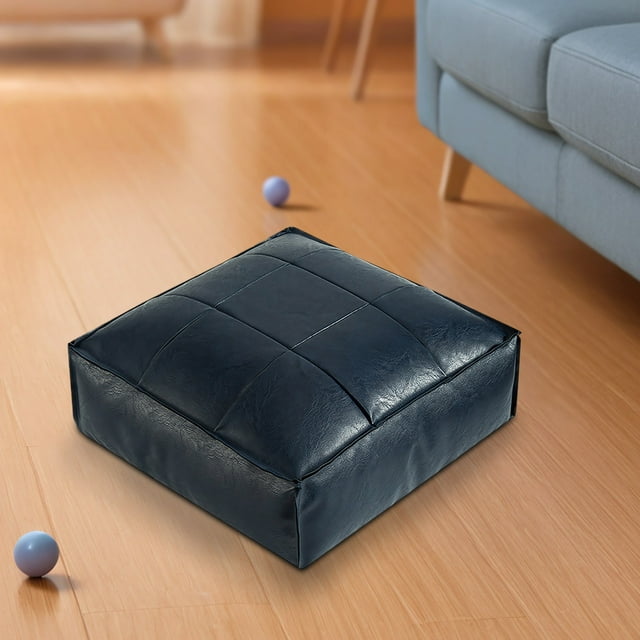 Birdeem Faux Leather Storage Pouf Ottoman,15.7 Inch Unstuffed Footrest Cover for Indoor Outdoor Use,Moroccan Style Floor Cushion with Handmade Diamond Tufting