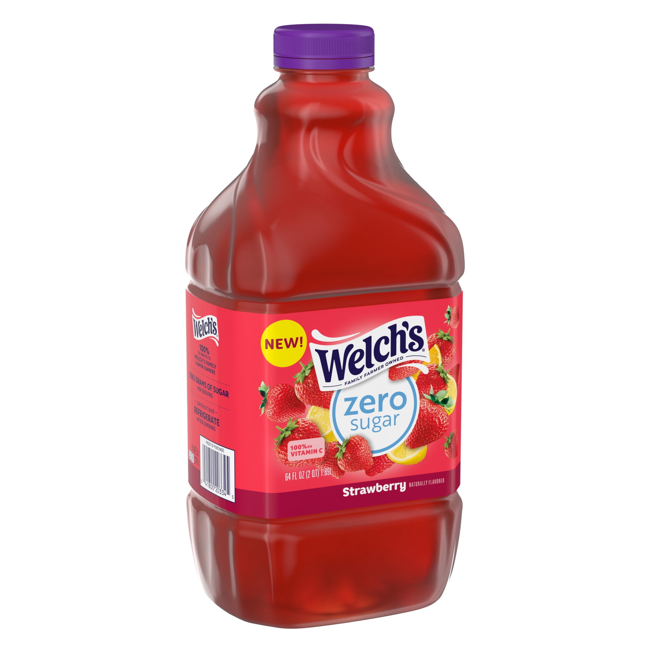 (6 pack) Welch's Strawberry Zero Sugar Drink, 64 fl oz Bottle